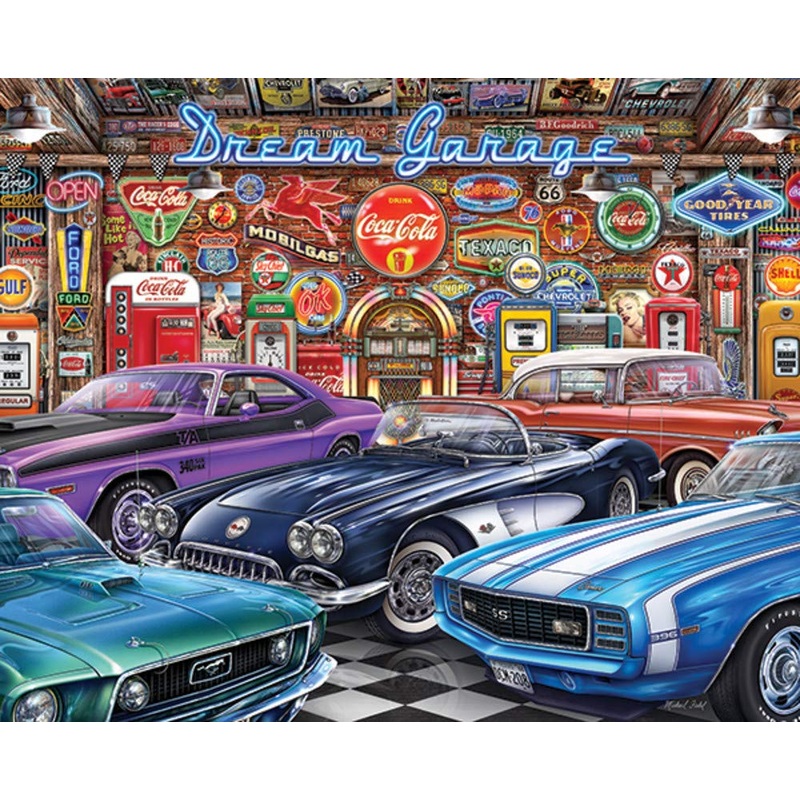 Springbok - Dream Garage - 1000 Piece Jigsaw Puzzle With Classic Muscle Cars