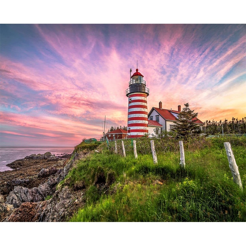 Springbok Puzzles - West Quoddy Head Lighthouse - 1000 Piece Jigsaw Puzzle - Large 30 Inches By 24 Inches Puzzle - Made In Usa - Unique Cut Interlocking Pieces