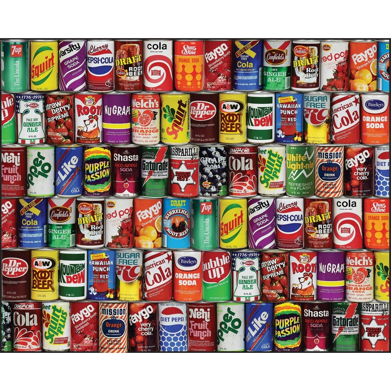 Springbok - Retro Refreshments - 1000 Piece Jigsaw Puzzle- Vintage Soft Drink Can Collage To Challenge Your Brain