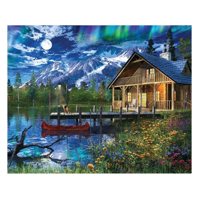 Springbok'S 1000 Piece Jigsaw Puzzle Moon Cabin Retreat - Made In Usa