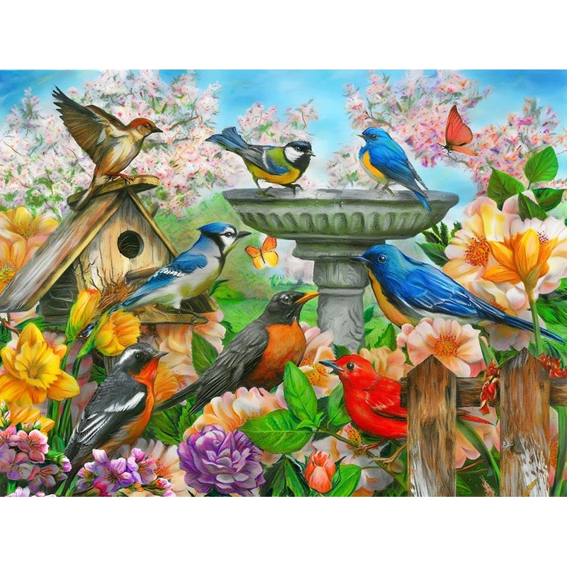 Springbok'S 500 Piece Jigsaw Puzzle Bird Bath - Made In Usa