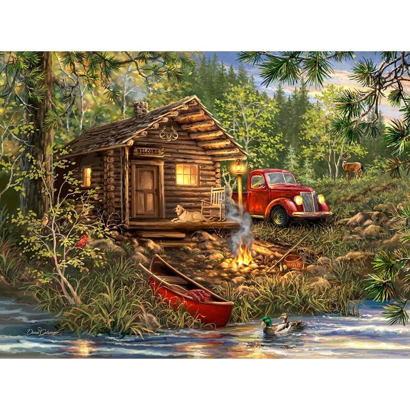 Springbok'S 500 Piece Jigsaw Puzzle Cozy Cabin Life - Made In Usa