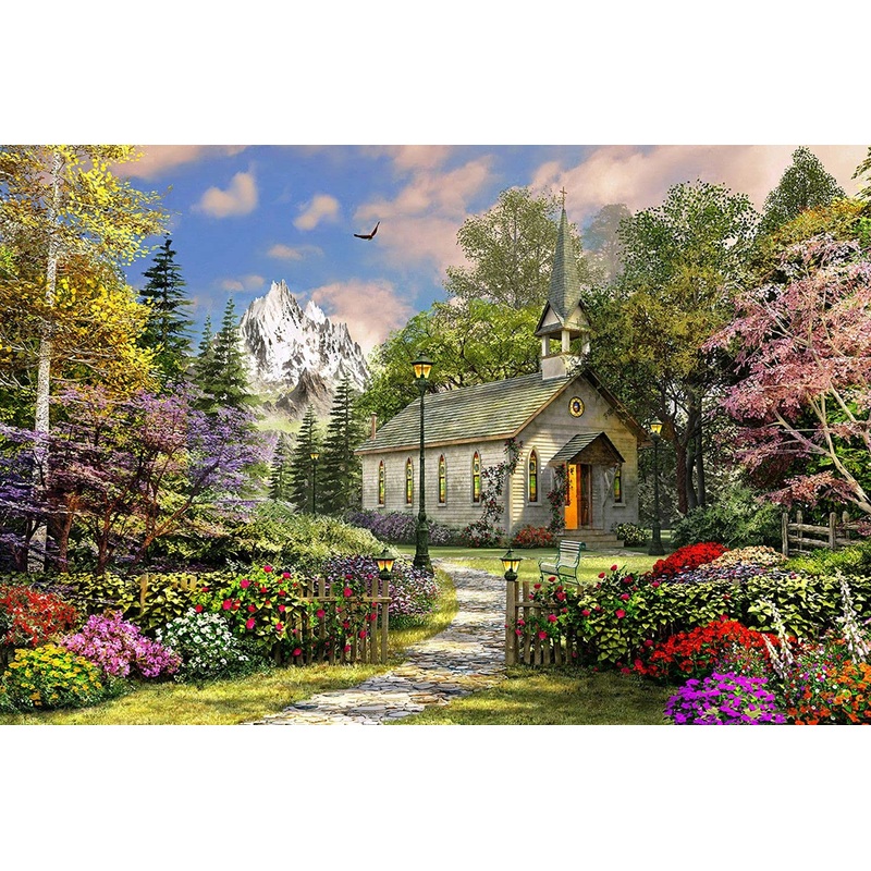 Springbok'S 500 Piece Jigsaw Puzzle Mountain View Chapel - Made In Usa