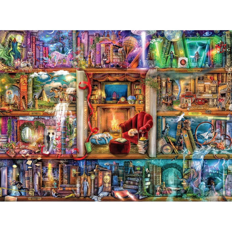 Buffalo Games - Aimee Stewart - The Grand Fiction Library - 1000 Piece Jigsaw Puzzle For Adults -Challenging Puzzle Perfect For Game Nights - Finished Size Is 26.75 X 19.75