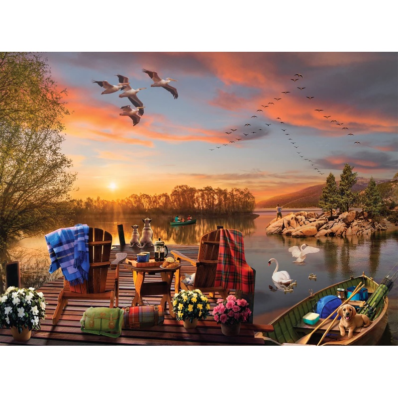 Buffalo Games - Andrew Farley -Breakfast At The Lake - 1000 Piece Jigsaw Puzzle For Adults -Challenging Puzzle Perfect For Game Nights - Finished Size Is 26.75 X 19.75