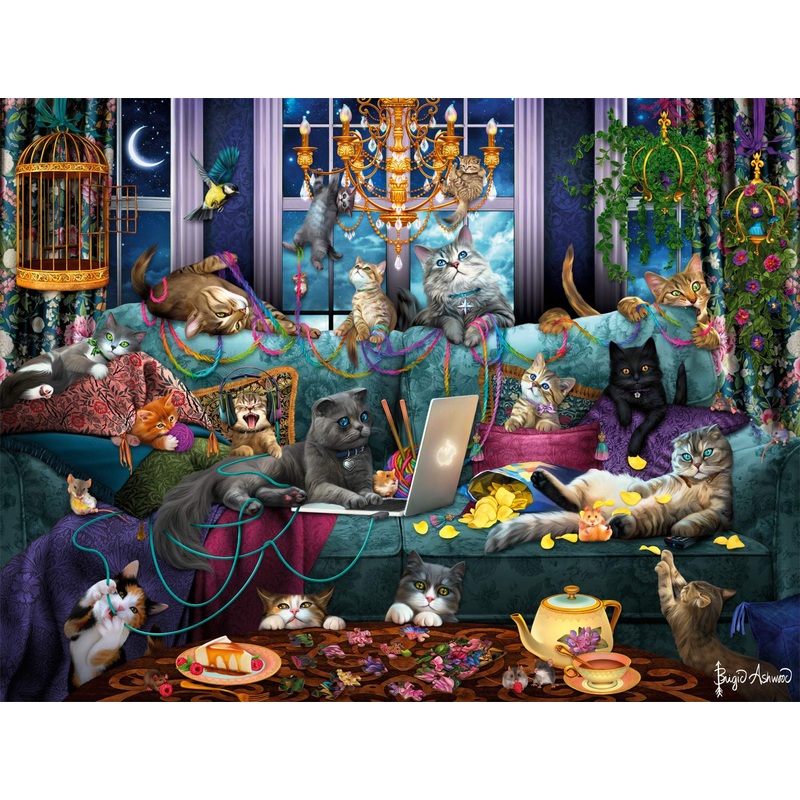 Buffalo Games - Brigid Ashwood - Quarantine Cats - 750 Piece Jigsaw Puzzle For Adults -Challenging Puzzle Perfect For Game Nights - Finished Size Is 24.00 X 18.00