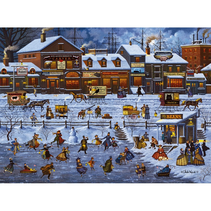 Buffalo Games - Charles Wysocki - Bostonians And Beans - 1000 Piece Jigsaw Puzzle For Adults -Challenging Puzzle Perfect For Game Nights - Finished Size Is 26.75 X 19.75