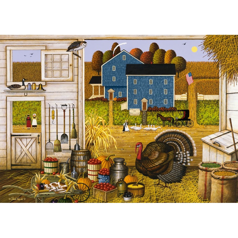 Buffalo Games - Charles Wysocki - Turkey In The Straw - 500 Piece Jigsaw Puzzle For Adults Challenging Puzzle Perfect For Game Nights