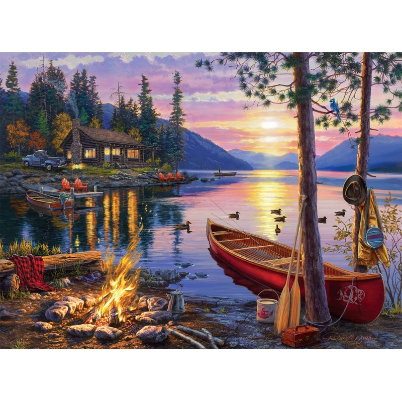 Buffalo Games - Darrell Bush - Canoe Lake - 1000 Piece Jigsaw Puzzle For Adults - High Quality Challenging Puzzle Perfect For Game Nights - Finished Puzzle Size Is 26.75 X 19.75