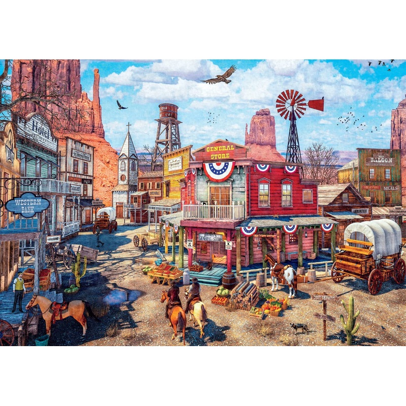 Buffalo Games - Dominic Davison - Old Western Town - 500 Piece Jigsaw Puzzle For Adults -Challenging Puzzle Perfect For Game Nights - Finished Puzzle Size Is 21.25 X 15.00