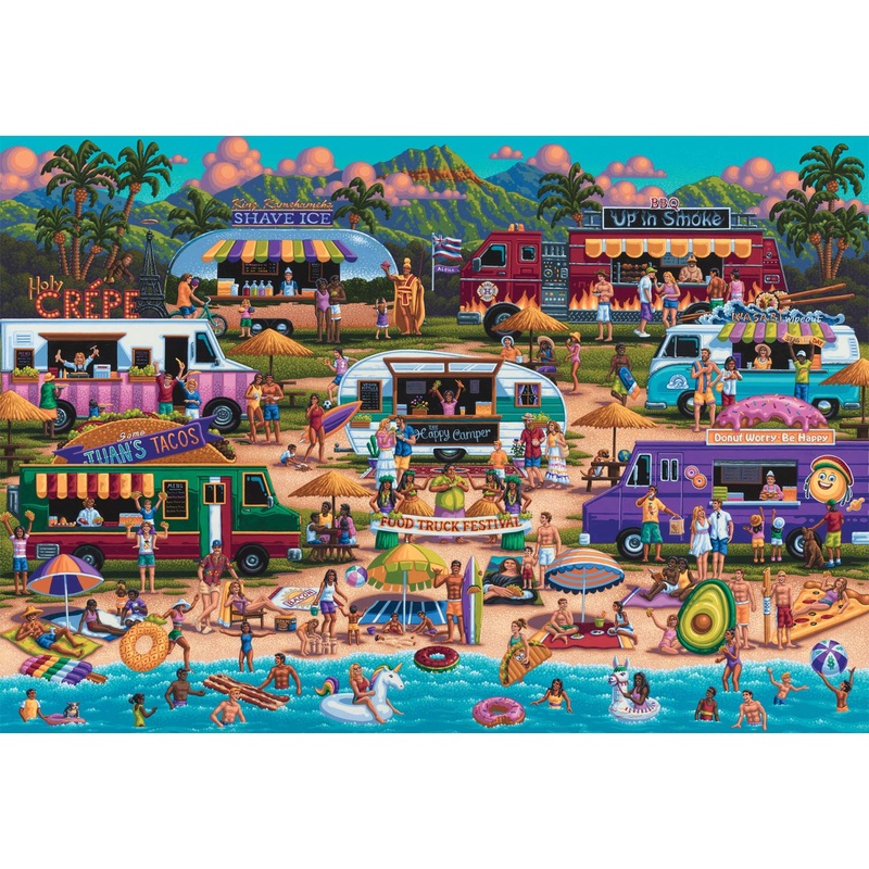 Buffalo Games - Heritage Artworks - Hawaiian Food Truck Festival - 2000 Piece Jigsaw Puzzle For Adults -Challenging Puzzle Perfect For Game Nights - Finished Size Is 38.50 X 26.50