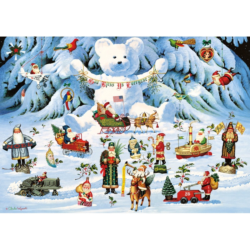 Buffalo Games - Holiday Collection - Charles Wysocki - Jingle Bell Teddy And Friends - 300 Large Piece Jigsaw Puzzle