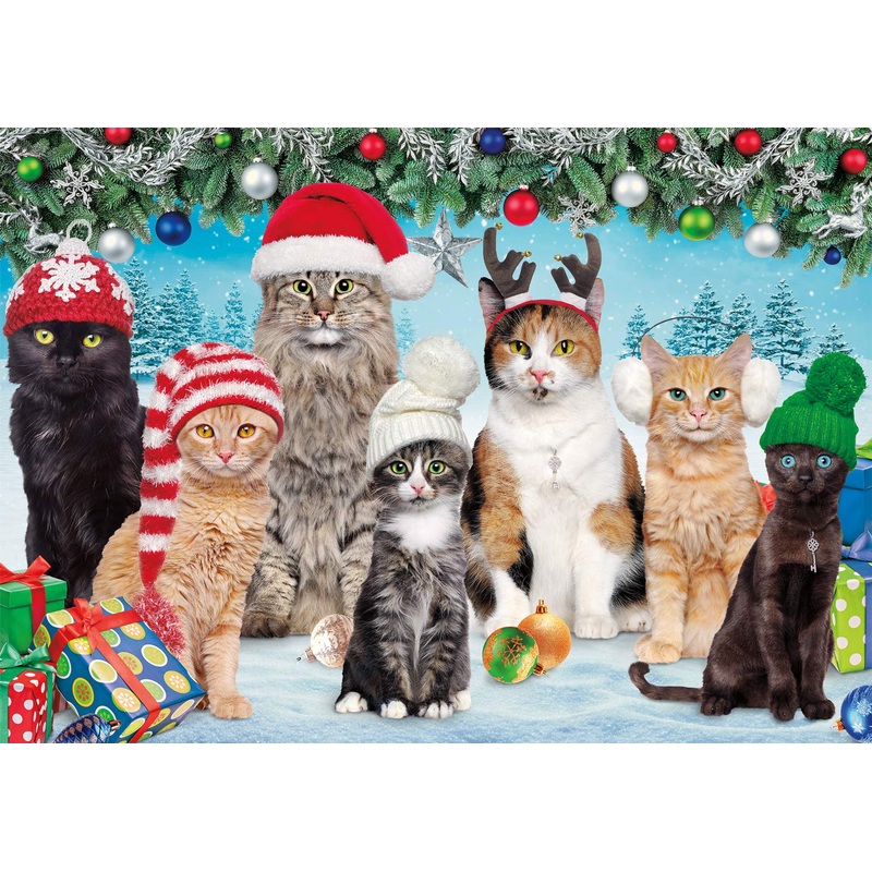 Buffalo Games - Meowy Christmas - 300 Piece Jigsaw Puzzle For Adults -Challenging Puzzle Perfect For Game Nights - Finished Size Is 21.25 X 15.00