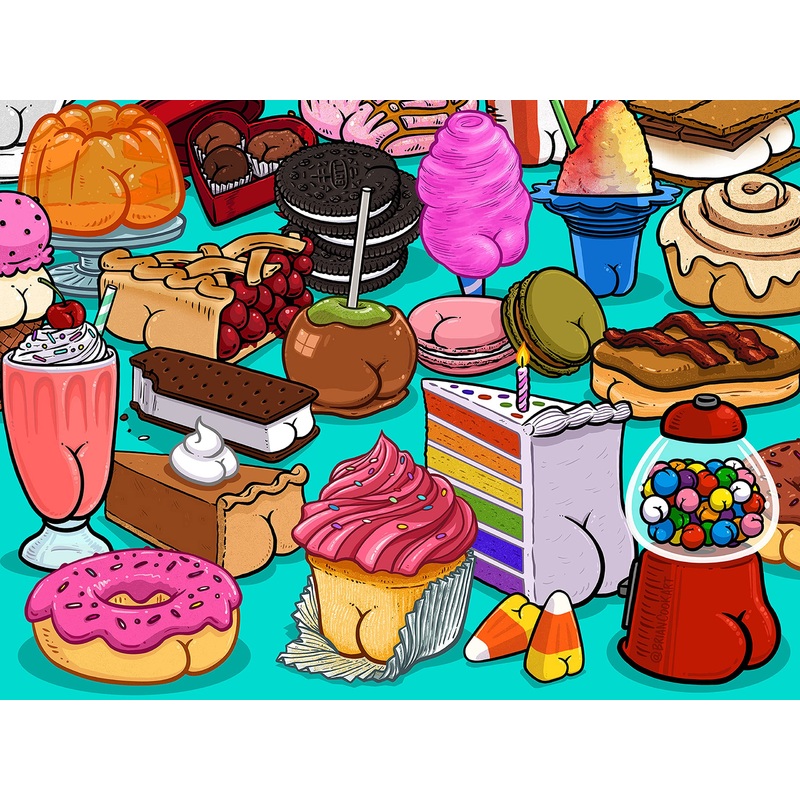 Ceaco - Brian Cook - Butts On Things - Sweet Cheeks - 500 Piece Jigsaw Puzzle