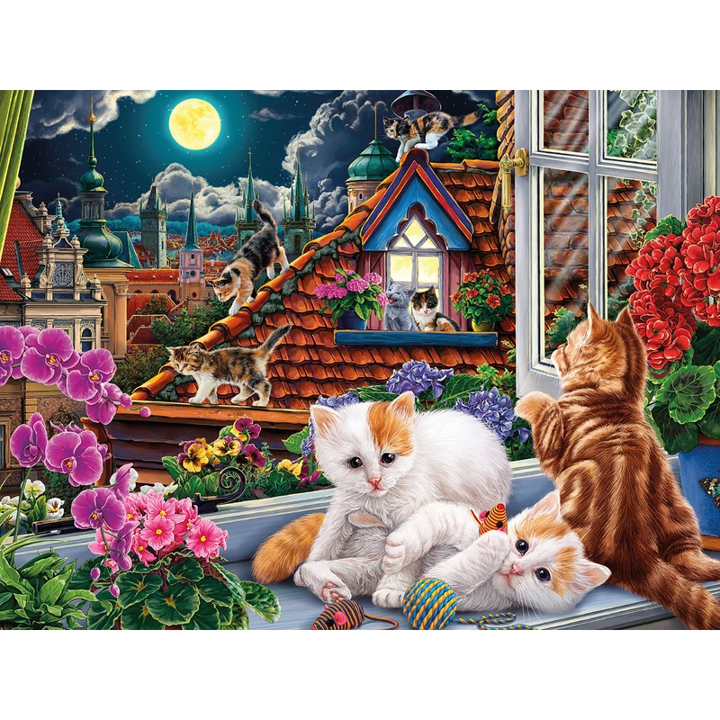 Ceaco - Harmony - Image World - Kittens In The Moonlight - 500 Piece Jigsaw Puzzle