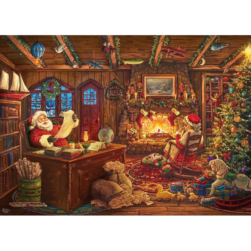 Ceaco - Thomas Kinkade - Holiday - Santa Checking His List - 1000 Piece Jigsaw Puzzle