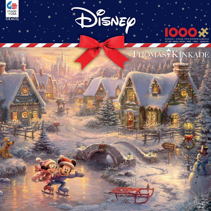 Ceaco - Thomas Kinkade - Mickey And Minnie Sweetheart Holiday - 1000 Piece Jigsaw Puzzle, 12+ Years