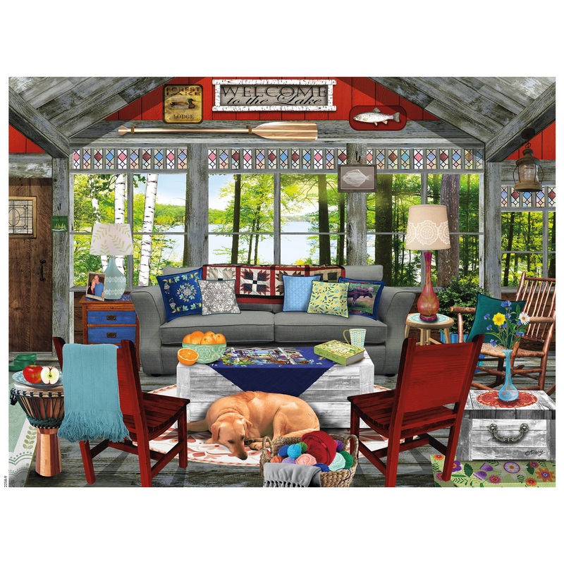 Ceaco - Tracy Flickinger - Lake Cabin - Oversized 300 Piece Jigsaw Puzzle, 24 X 18
