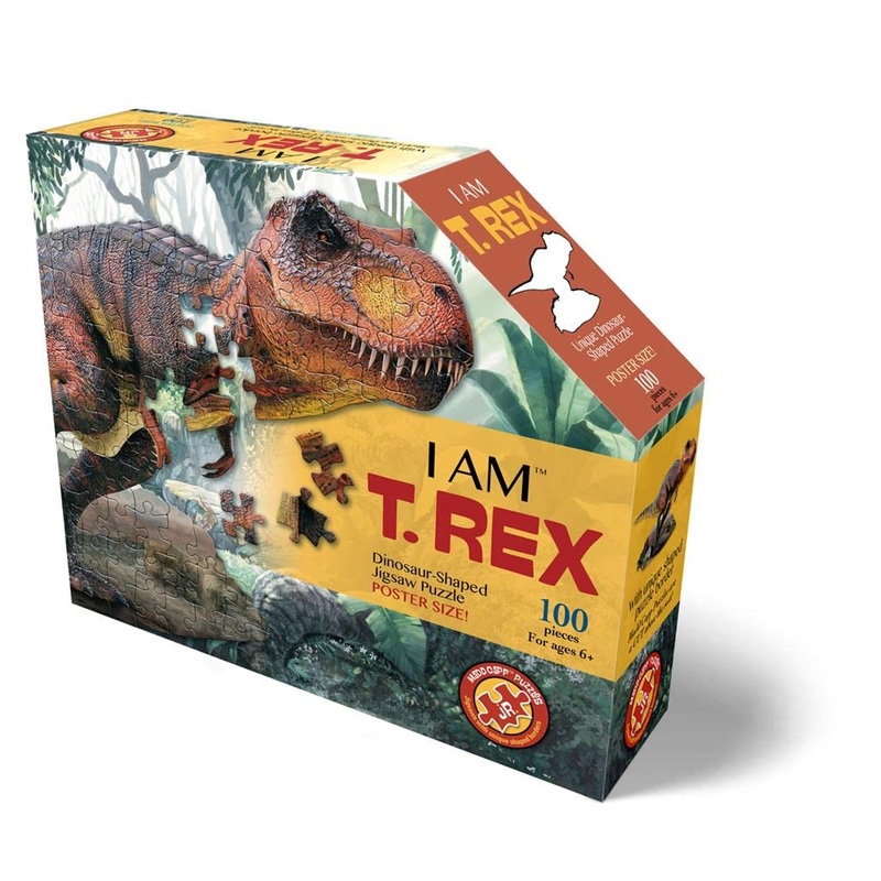 E11Even, Llc Madd Capp Puzzles Jr. - I Am T-Rex - 100 Pieces - Animal Shaped Jigsaw Puzzle (884014)