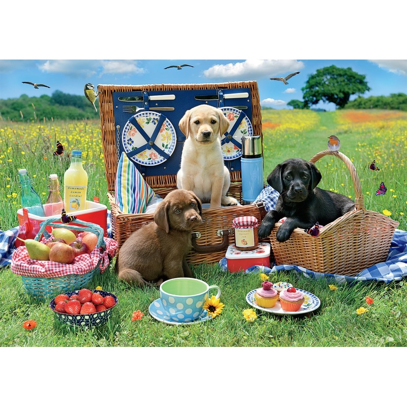 Buffalo Games - Adorable Animals - Puppy Park Picnic - 300 Large Piece Jigsaw Puzzle For Adults Challenging Puzzle Perfect For Game Nights
