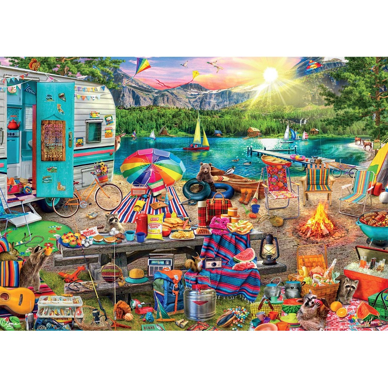 Buffalo Games - Aimee Stewart - Family Campsite - 500 Piece Jigsaw Puzzle With Hidden Images