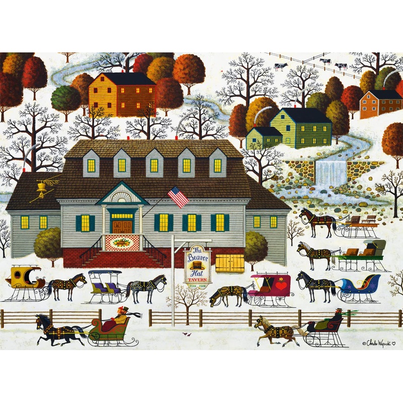 Buffalo Games - Charles Wysocki - Beaver Hat Tavern - 1000 Piece Jigsaw Puzzle For Adults -Challenging Puzzle Perfect For Game Nights - Finished Size Is 26.75 X 19.75