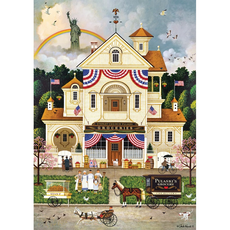 Buffalo Games - Charles Wysocki - Lady Liberty'S Independence Day Enterprising - 500 Piece Jigsaw Puzzle For Adults -Challenging Puzzle Perfect For Game Nights