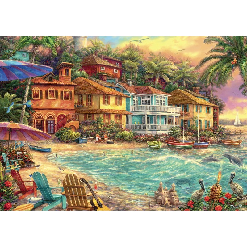 Buffalo Games - Chuck Pinson - Chuck Pinson - Island Time - Large Piece Jigsaw Puzzle For Adults -Challenging Puzzle Perfect For Game Nights - Finished Size Is 21.25 X 15.00