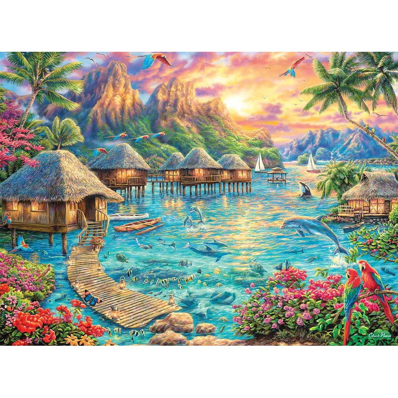 Buffalo Games - Chuck Pinson - Tropical Oasis - 1000 Piece Jigsaw Puzzle For Adults -Challenging Puzzle Perfect For Game Nights - Finished Size Is 26.75 X 19.75