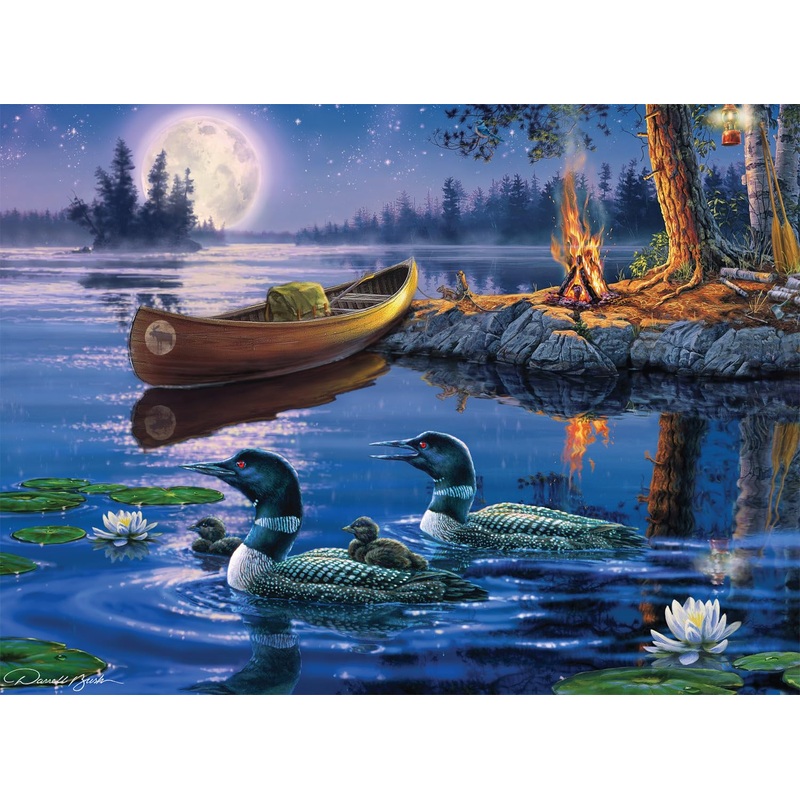 Buffalo Games - Darrel Bush - Loons By Moonlight - 1000 Piece Jigsaw Puzzle For Adults Challenging Puzzle Perfect For Game Nights - Finished Puzzle Size Is 26.75 X 19.75