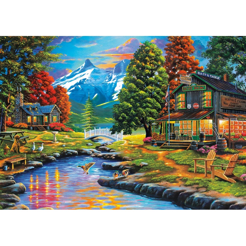 Buffalo Games - Days To Remember - Dewie Hollow - 500 Piece Jigsaw Puzzle , Orange, Yellow, Green , 21.25'L X 15'W