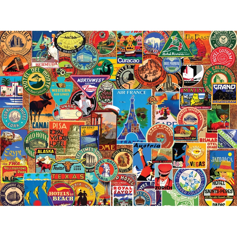 Buffalo Games - Lewis T Johnson - Suitcase Stickers - 1000 Piece Jigsaw Puzzle For Adults -Challenging Puzzle Perfect For Game Nights - Finished Size Is 26.75 X 19.75