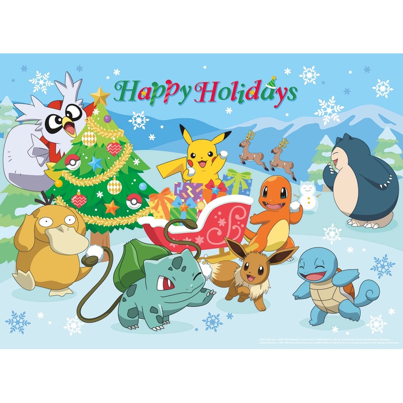 Buffalo Games - Pokemon - Happy Holidays - 100 Piece Jigsaw Puzzle For Families -Challenging Puzzle Perfect For Game Nights - Finished Size Is 15.00 X 11.00