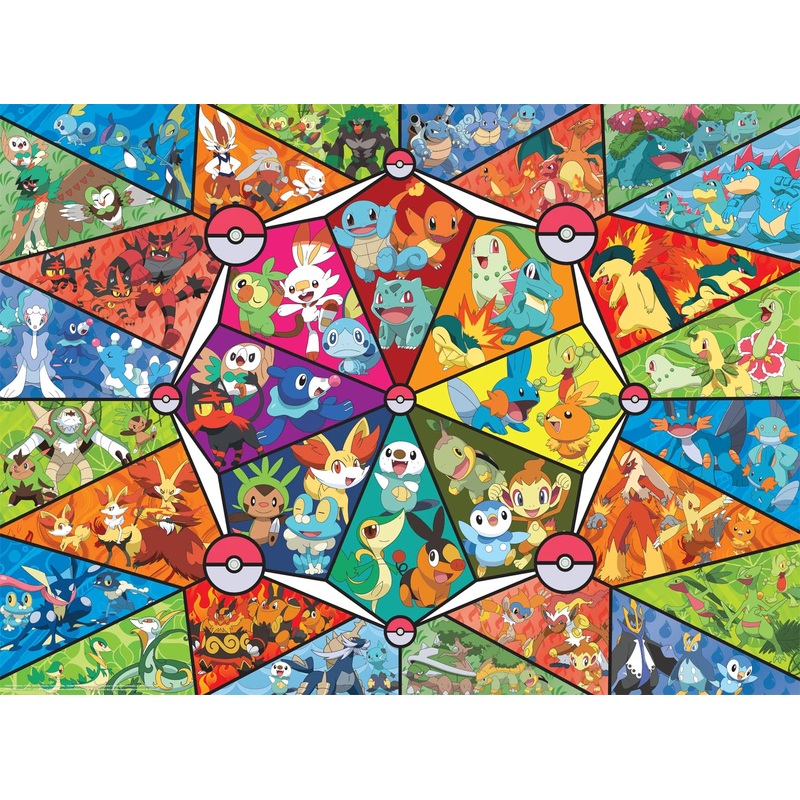 Buffalo Games - Pokemon -: Stained Glass Starters - 1000 Piece Jigsaw Puzzle For Adults -Challenging Puzzle Perfect For Game Nights - Finished Size Is 26.75 X 19.75