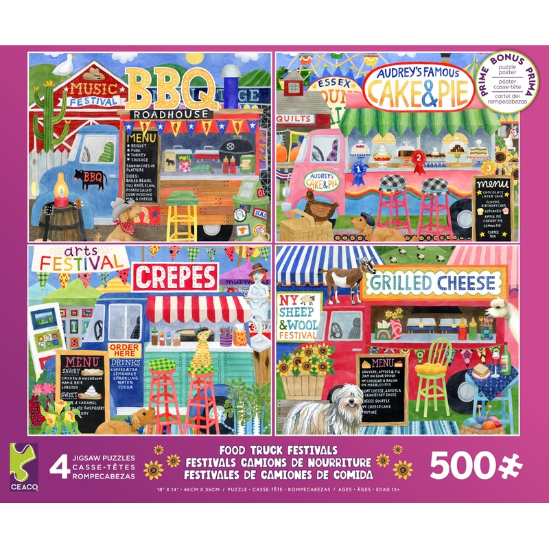 Ceaco - 4 In 1 Multipack - Food Trucks - (4) 500 Piece Jigsaw Puzzles