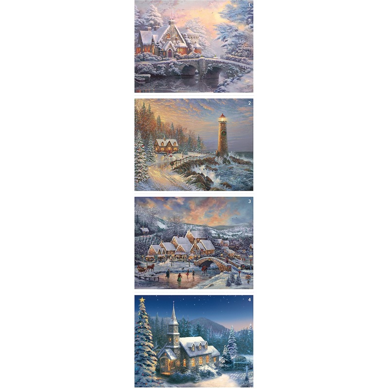 Ceaco - 4 In 1 Multipack - Thomas Kinkade - Holiday - (4) 500 Piece Jigsaw Puzzles