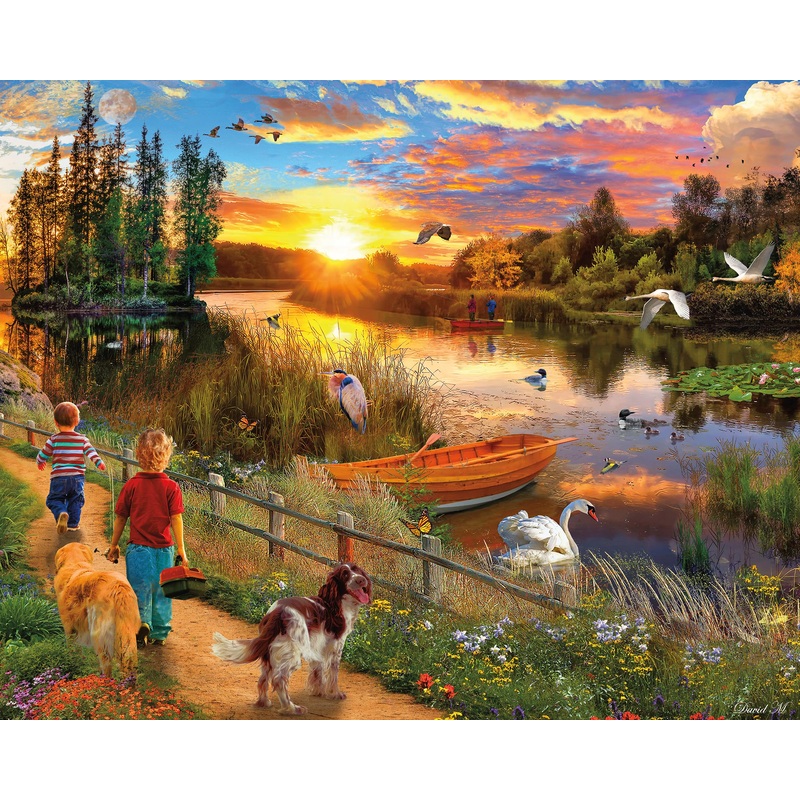 Ceaco - David Maclean - River Sunset - 1000 Oversized Piece Jigsaw Puzzle