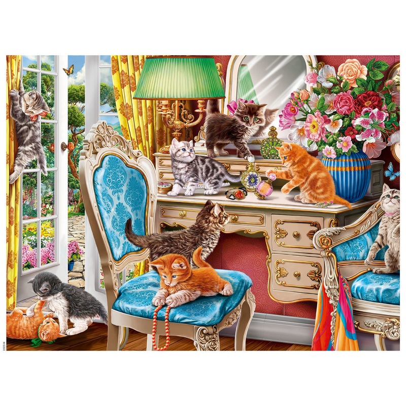 Ceaco - Paws Gone Wild - Kittens In The Bedroom - 550 Piece Jigsaw Puzzle