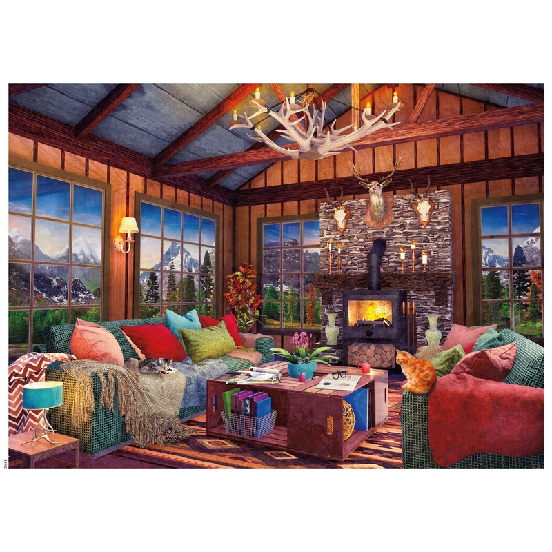 Ceaco - Rustic Lodge - Cozy Fire - 1000 Piece Jigsaw Puzzle, 27 X 20