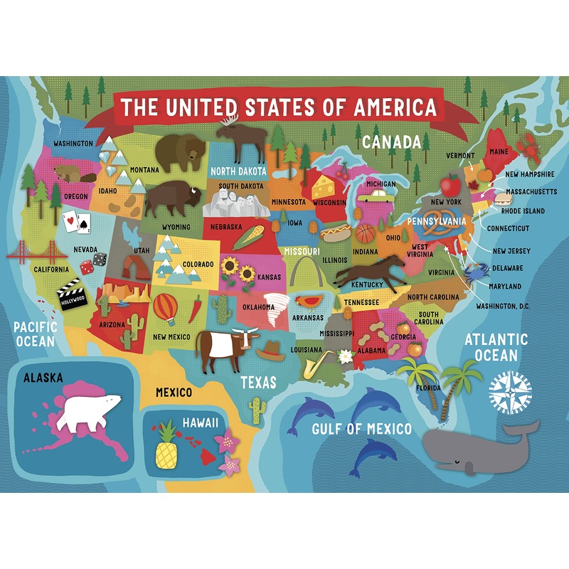 Ceaco - Usa Map - 100 Piece Jigsaw Puzzle