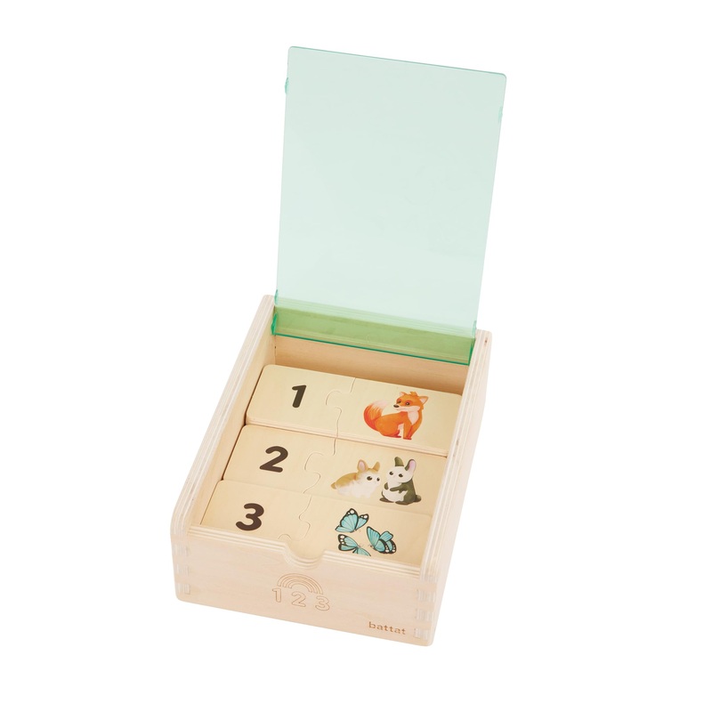 Battat  One-Match Puzzle  Numbers Wooden Puzzle For Toddlers  Wooden Toys  Educational Toys  3 Years +  Self Correcting Puzzles With Storage Box 123 (41 Pcs)