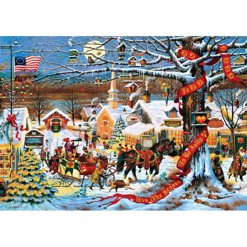 Buffalo Games - Charles Wysocki - Small Town Christmas - 300 Piece Jigsaw Puzzle For Adults -Challenging Puzzle Perfect For Game Nights - Finished Size Is 21.25 X 15.00