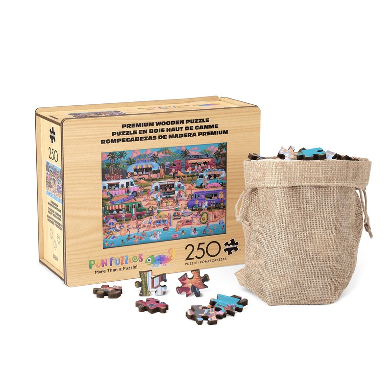 Buffalo Games - Hawaiian Food Truck Festival Wood Puzzle - Standard Cut Jigsaw Pieces - 250 Piece Jigsaw Puzzle - Ages 14 And Up