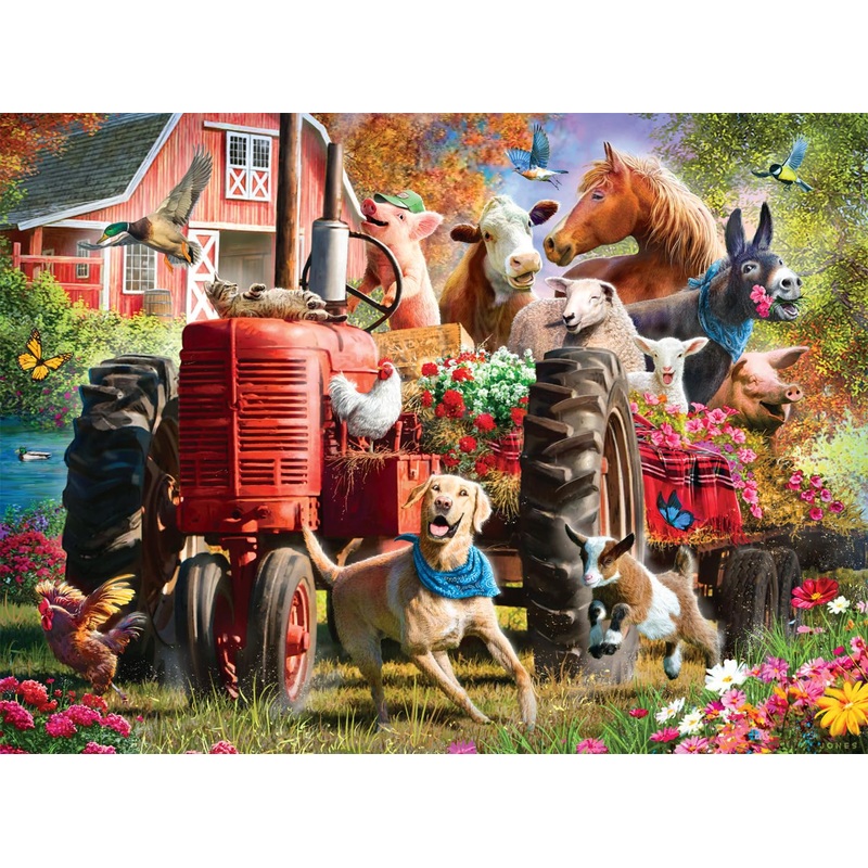 Buffalo Games - Larry Jones - Fun Times At The Farm - 1000 Piece Jigsaw Puzzle For Adults -Challenging Puzzle Perfect For Game Nights - Finished Size Is 26.75 X 19.75