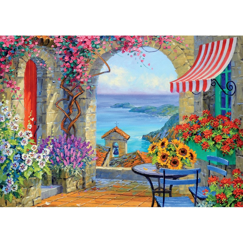 Buffalo Games - Mikki Senkarik - Warmth Of The Mediterranean - 300 Piece Jigsaw Puzzle For Adults Challenging Puzzle Perfect For Game Nights - Finished Size Is 21.25 X 15.00