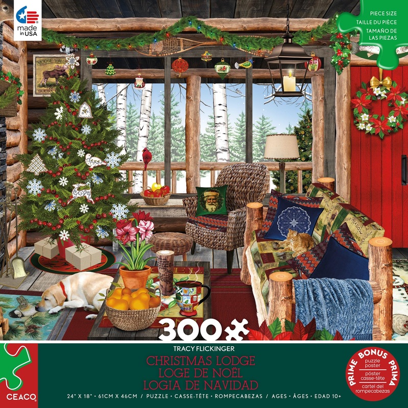 Ceaco - Tracy Flickinger - Christmas Lodge - 300 Piece Jigsaw Puzzle