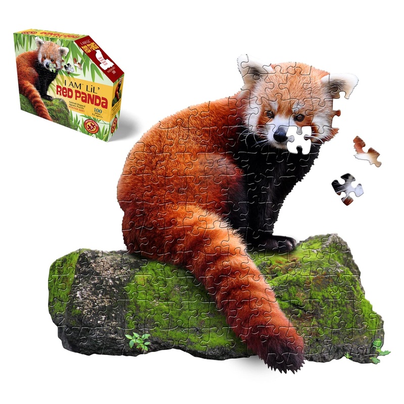 Madd Capp Puzzles Jr. - I Am Lil Red Panda - 100 Pieces - Animal Shaped Jigsaw Puzzle