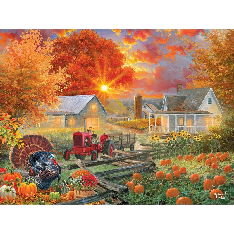 Roseart - Abraham Hunter - The Pumpkin Harvest - 500 Piece Jigsaw Puzzle For Adults