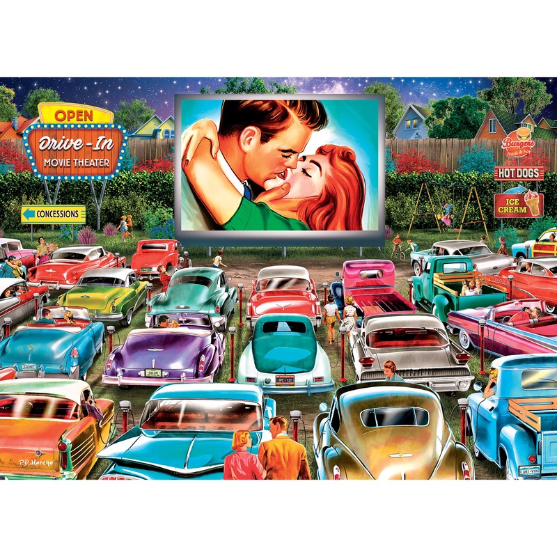 Roseart - Back To The Past - Drive In Date Night - 1000 Piece Jigsaw Puzzle For Adults