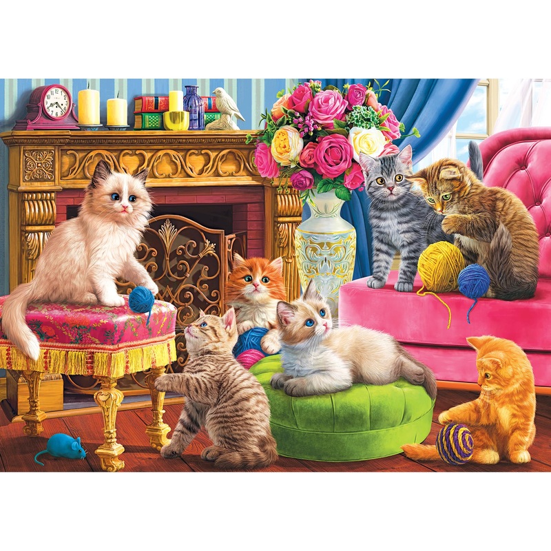 Roseart - Kodak Premium - Kittens By The Fireplace - 3000 Piece Jigsaw Puzzle For Adults